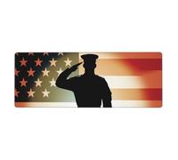 Alfombrilla de mouse grande XL de 31.5 x 11.8 pulgadas - Thank You Soldier Saluting America Flag Alfombrilla de escritorio para teclado y mouse, alfombrilla de teclado lavable con base antideslizante