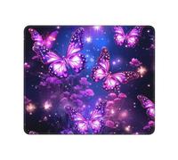 Alfombrilla de mouse impermeable para juegos con base de goma antideslizante, color morado, bonita mariposa, alfombrilla cuadrada para computadora portátil, lavable, para escritorio, mesa de oficina