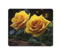 Alfombrilla de mouse impermeable para juegos con base de goma antideslizante, hermosas rosas amarillas, alfombrilla de mouse cuadrada para computadora portátil, alfombrilla de escritorio lavable para