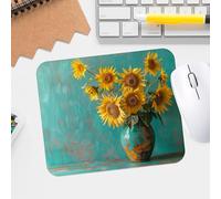 Alfombrilla de mouse lavable con textura de alta calidad, impermeable, con borde cosido, diseño de doce girasoles, alfombrilla antideslizante duradera para juegos y oficina