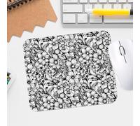 Alfombrilla de mouse monocromática con diseño de garabatos de fitness, impermeable, lavable, antideslizante, para juegos y oficina, con superficie lisa y borde cosido, base de goma rectangular