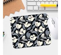 Alfombrilla de mouse monocromática floral para fitness, diseño texturizado premium, impermeable y lavable, base de goma antideslizante para oficina y juegos