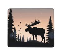 Alfombrilla de mouse para computadora con base de goma antideslizante, alce, montaña, pino, desierto, alfombrilla de mouse lavable, alfombrilla de mouse portátil para laptop, oficina, hogar, 10 x 12