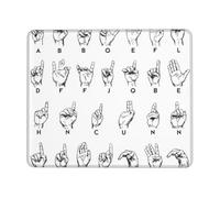 Alfombrilla de mouse para computadora con base de goma antideslizante, alfombrilla de mouse de lenguaje de señas, alfabeto, lavable, alfombrilla de mouse portátil para laptop, oficina, hogar, 7.9 x