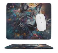 Alfombrilla de mouse para computadora con base de goma antideslizante, alfombrilla de ratón de lobo y mariposa, lavable, alfombrilla de mouse portátil para laptop, oficina, hogar, 9.8 x 11.8 pulgadas