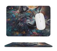 Alfombrilla de mouse para computadora con base de goma antideslizante, alfombrilla de ratón de lobo y mariposa, lavable, alfombrilla de mouse portátil para laptop, oficina, hogar, 7.9 x 9.4 pulgadas
