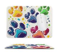 Alfombrilla de mouse para computadora con base de goma antideslizante, bonita alfombrilla de ratón colorida con patas de perro, lavable, alfombrilla de mouse portátil para laptop, oficina, hogar, 7.9