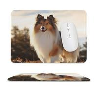 Alfombrilla de mouse para computadora con base de goma antideslizante, bonita alfombrilla de ratón de perro Shetland, lavable, alfombrilla de mouse portátil para laptop, oficina, hogar, 7.9 x 9.4
