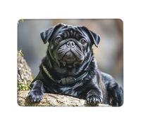 Alfombrilla de mouse para computadora con base de goma antideslizante, bonita alfombrilla de ratón de perro carlino negro, lavable, alfombrilla de mouse portátil para laptop, oficina, hogar, 7.9 x 9.5