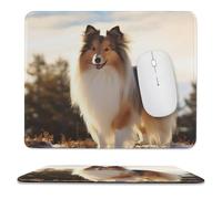 Alfombrilla de mouse para computadora con base de goma antideslizante, bonita alfombrilla de ratón de perro Shetland, lavable, alfombrilla de mouse portátil para laptop, oficina, hogar, 9.8 x 11.8