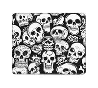 Alfombrilla de mouse para computadora con base de goma antideslizante, calaveras blancas y negras, alfombrilla de mouse lavable, alfombrilla de mouse portátil para laptop, oficina, hogar, 10 x 12