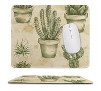 Alfombrilla de mouse para computadora con base de goma antideslizante, diseño de cactus y suculentas, lavable, para juegos, laptop, oficina, hogar, 9.8 x 11.8 pulgadas