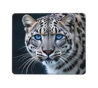Alfombrilla de mouse para computadora con base de goma antideslizante, diseño de leopardo de nieve de ojos azules, lavable, alfombrilla de mouse portátil para laptop, oficina, hogar, 10 x 12 pulgadas