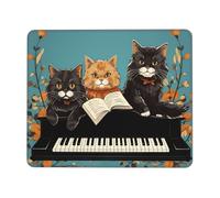 Alfombrilla de mouse para computadora con base de goma antideslizante, tres gatos jugando notas, alfombrilla de mouse lavable, alfombrilla de mouse portátil para laptop, oficina, hogar, 10 x 12