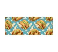 Alfombrilla de mouse para juegos con estampado de alas blancas de Tacos, 12 x 31.5 pulgadas, alfombrilla de mouse grande para teclado de computadora, alfombrilla de escritorio antideslizante mate para