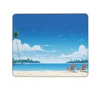 Alfombrilla de mouse para tumbona de playa con borde cosido, almohadilla de escritorio pequeña para mouse inalámbrico, oficina, juegos, trabajo, 7.9 x 9.5 pulgadas
