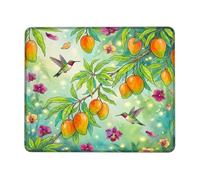 Alfombrilla de mouse pequeña con diseño de colibrí, naturaleza tropical, mango, orquídea, verano, verde, cuadrado, de goma, suave, portátil, accesorios de escritorio para computadora de juegos, laptop