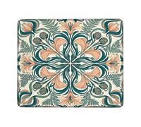 Alfombrilla de mouse pequeña con diseño de flores, botánico vintage, helecho, primavera, verde azulado, cuadrado, de goma, lavable, portátil, mini alfombrilla de mouse para escritorio, decoración para