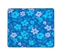 Alfombrilla de mouse pequeña con diseño de flores, diseño de pétalos de hojas modernas, color azul, cuadrado, antideslizante, ideal para escritorio, oficina, laptop, jugadores, regalo, cuadrado de 8 x