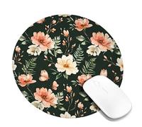 Alfombrilla de mouse pequeña con diseño de flores, naturaleza, mariposa, hoja, primavera, verde, redonda, de goma, suave, portátil, accesorios para oficina, hogar, computadora, laptop, redonda, 8 x 8