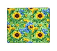 Alfombrilla de mouse pequeña con diseño de girasol, diseño floral, hojas amarillas, cuadradas, de goma, suave, portátil, accesorios de escritorio para computadora de juegos, laptop, cuadrada, 8 x 10