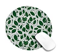 Alfombrilla de mouse pequeña con diseño de hojas, diseño de lunares, color verde primavera, redondo, de goma, suave, portátil, decoración para el hogar, oficina, trabajo, juegos, escritorio, redondo