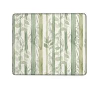 Alfombrilla de mouse pequeña con diseño de hojas, diseño de rayas minimalistas, color verde primavera, cuadradas, de goma, suave, estética, decoración de escritorio para oficina, hogar, dormitorio