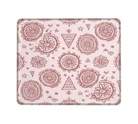 Alfombrilla de mouse pequeña con diseño de mandala, triángulo artístico bohemio, sin melocotón, cuadrada, de goma, lavable, con borde cosido, ideal para el hogar, oficina, escritorio, laptop