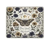 Alfombrilla de mouse pequeña con diseño de mariposa, bohemia, luna mística, noche, dorado, cuadrada, de goma, lavable, estética, para escritorio, oficina, hogar, computadora, laptop, cuadrada, 8 x 10