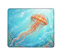 Alfombrilla de mouse pequeña con diseño de medusas, burbujas de coral vibrantes, verano, azul, cuadrada, de goma, suave, portátil, decoración de escritorio para oficina, hogar, dormitorio, laptop