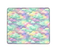 Alfombrilla de mouse pequeña con diseño de nubes, estrellas soñadoras y fantasías, sol, verde pastel, cuadrada, de goma, suave, estética, accesorios de escritorio para computadora de juegos, laptop