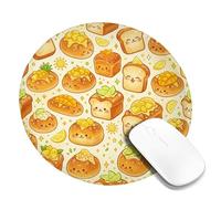 Alfombrilla de mouse pequeña con diseño de pan de limón y piña, color amarillo, redondo, de goma, suave, estética, ideal para el hogar, oficina, escritorio, laptop, jugadores, regalo, redondo, 8 x 8