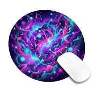 Alfombrilla de mouse pequeña con diseño de rayo, espirales abstractos cósmicos, círculos, sin violeta, redonda, de goma, suave, portátil, decoración de escritorio para oficina, hogar, dormitorio