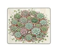 Alfombrilla de mouse pequeña con diseño de suculentas, piedra natural botánica, verde, cuadrada, de goma, lavable, portátil, de tela, decoración de escritorio, para oficina, hogar, dormitorio, laptop