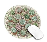 Alfombrilla de mouse pequeña con diseño de suculentas, piedra natural botánica, verde, redonda, de goma, suave, estética, ideal para el hogar, oficina, escritorio, laptop, jugadores, regalo, redondo