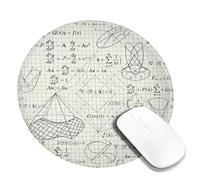 Alfombrilla de mouse pequeña con ecuaciones matemáticas, gráficos técnicos modernos, curvas, ninguno negro, redondo, goma, lavable, portátil, mini alfombrilla de mouse de escritorio, accesorios para