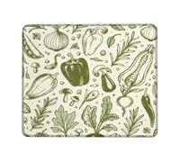 Alfombrilla de mouse pequeña con verduras, hierbas naturales rústicas, setas, cosecha, verde, cuadrada, de goma, suave, estética, accesorios de escritorio para computadora de juegos, laptop, cuadrada