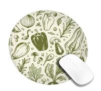 Alfombrilla de mouse pequeña con verduras, hierbas naturales rústicas, setas, cosecha, verde, redonda, de goma, antideslizante, portátil, accesorios de escritorio para computadora de juegos, laptop
