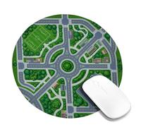 Alfombrilla de mouse pequeña de carretera, urbana, realista, campo de fútbol, verde, redonda, de goma, lavable, portátil, accesorios de escritorio para computadora de juegos, laptop, 8 x 8 pulgadas