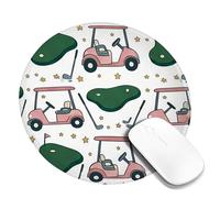 Alfombrilla de mouse pequeña para carrito de golf, deportiva, divertida, verde, verano, verde, redonda, de goma, lavable, portátil, accesorios para oficina, hogar, computadora, laptop, redonda, 8 x 8