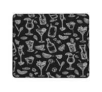 Alfombrilla de mouse pequeña para cóctel, moderna, minimalista, verde lima, verano, negro, cuadrada, de goma, lavable, portátil, ideal para el hogar, oficina, escritorio, laptop, jugadores, regalo
