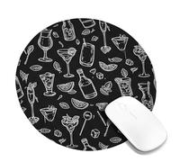 Alfombrilla de mouse pequeña para cóctel, moderna, minimalista, verde lima, verano, negro, redonda, de goma, lavable, mini alfombrilla de mouse de viaje, decoración de escritorio para oficina, hogar