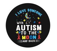 Alfombrilla de mouse pequeña para juegos, con texto en inglés "I Love with Autism to The Moon and Back", base redonda de goma, alfombrilla de escritorio con bordes cosidos, alfombrilla de mouse para