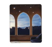 Alfombrilla de mouse personalizada con arte de fantasía fuera de la ventana, diseño único para juegos y oficina, impresión a todo color, base de goma antideslizante, perfecta para computadoras