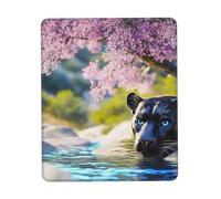Alfombrilla de mouse personalizada con diseño de leopardo junto a la flor lila. Diseño único para juegos y oficina, impresión a todo color, base de goma antideslizante, perfecta para computadoras