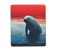 Alfombrilla de mouse personalizada con manatíes, mira la puesta de sol, diseño único para juegos y oficina, impresión a todo color, base de goma antideslizante, perfecta para computadoras portátiles y