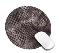 Alfombrilla de mouse redonda clásica de piel de serpiente de 8 pulgadas, cómoda alfombrilla de mouse para juegos, base de goma antideslizante con borde cosido, impermeable, lavable para computadora y