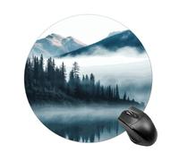 Alfombrilla de mouse redonda con paisaje de montañas nieblas, deslizamiento suave, extra densidad, portátil, cómoda, para escritorio, hogar, oficina, 7.8 x 7.8 pulgadas