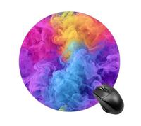 Alfombrilla de mouse redonda con patrón de humo de arco iris, impermeable, con base de goma antideslizante, alfombrilla de mouse para laptop y oficina, 20 cm