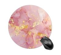 Alfombrilla de mouse redonda con textura de mármol abstracta y rosa dorada, impermeable, con base de goma antideslizante, para laptop, oficina, 20 cm